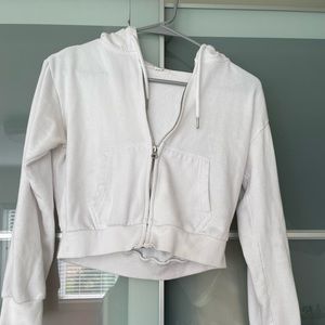 Garage cropped white zip up